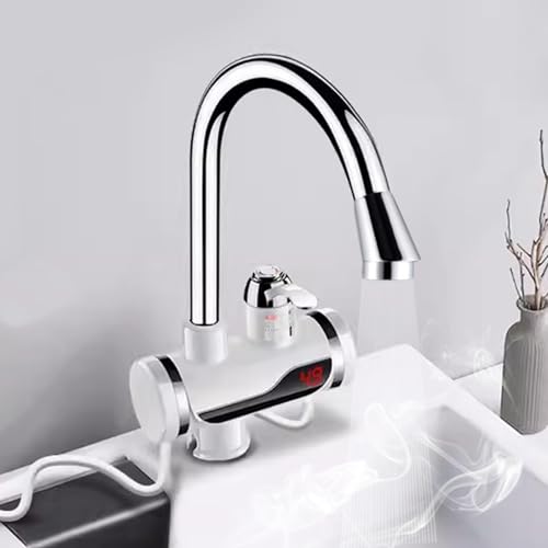 110V On the spot Tankless Electrical Water Heater Faucet - 360° Rotating Scorching Water Faucet with LED Digital Show for Fast Heating, Excellent for Kitchen and Lavatory with Massive Underneath-Bend