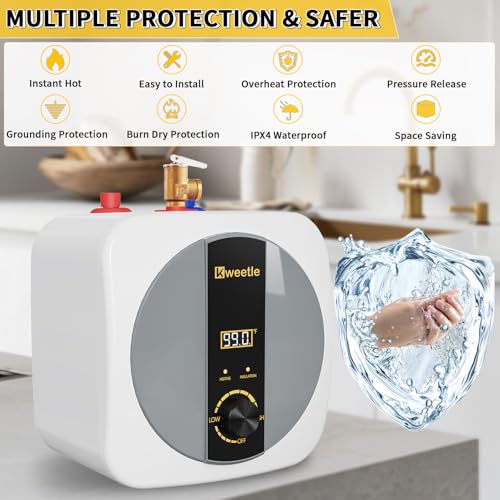 Compact Beneath-Sink On the spot Water Heater, 2.5 Gallon Tankless Electrical Unit with Digital Show, 110V 1500W, That includes Stress Launch Valve - Best for Lavatory Use