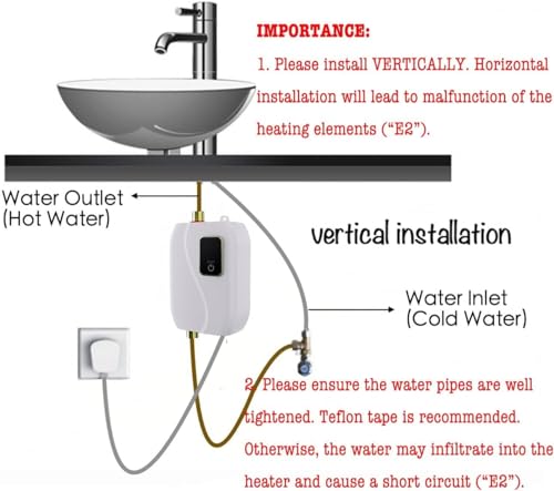 Electrical Tankless Water Heater - Instantaneous Scorching Water Below Sink, 3000W 110V On-Demand Mini Heater for RV, Kitchen, and Lavatory - White