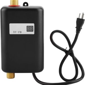 Krisy 110V 3000W Mini Electrical Tankless Prompt Sizzling Water Heater for Rest room and Kitchen (US Plug, Black)